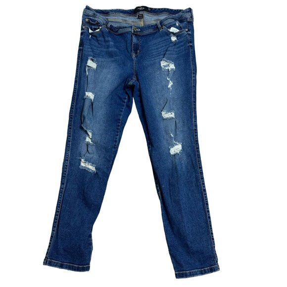Torrid Plus Size 22 R Blue Distressed Stretch Jeans‎ - Picture 1 of 7